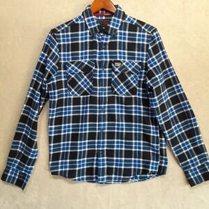 Perry Ellis America Mens Long Sleeve Button Shirt Sz.S/Blue-Plaid/Soft Cotton